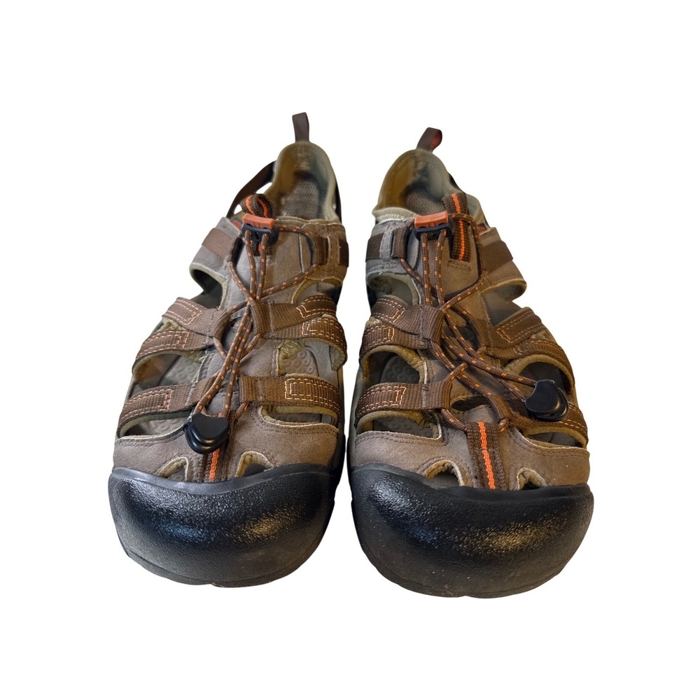 KEEN Arroyo II Mens Hiking Sandals Brown Orange Waterproof Leather Trail Sz 12.